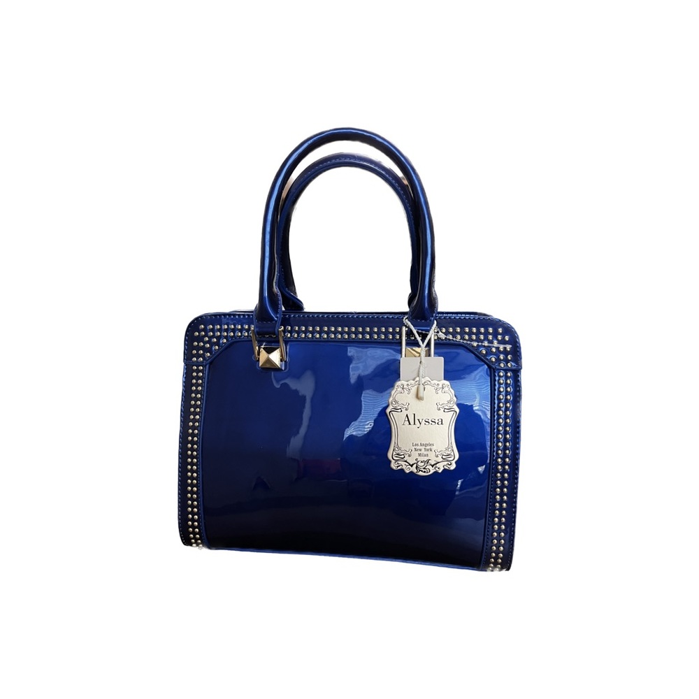 Alyssa Handbag. Electric Blue with Gold stud